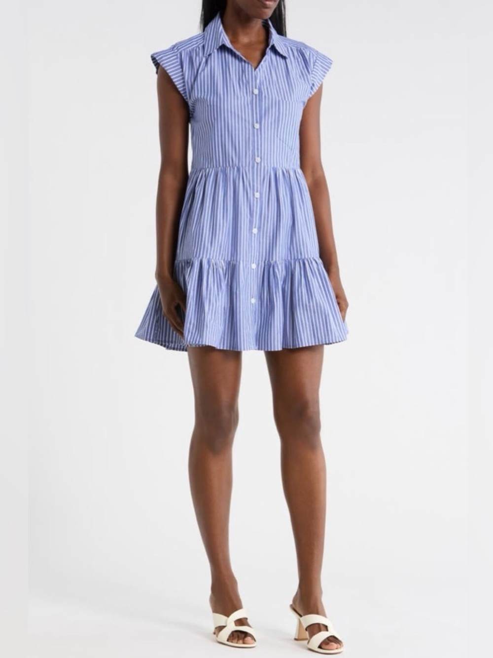 NWT Tommy Hilfiger Blue and White Striped Mini Shirt Dress